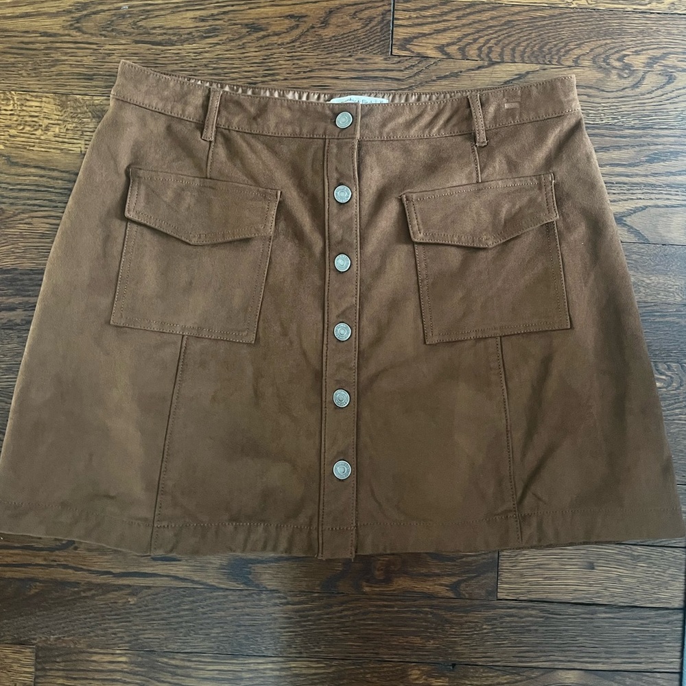 Womens Abercrombie Vegan suede satin lined mini skirt